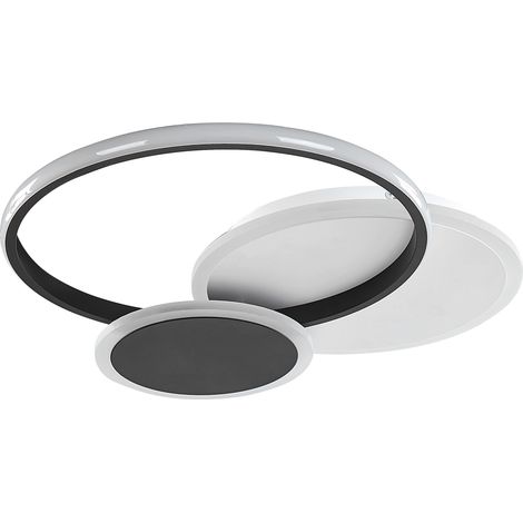 Lámpara de techo LED de metal negro blanco acrílico forma redonda Zami (1/5)