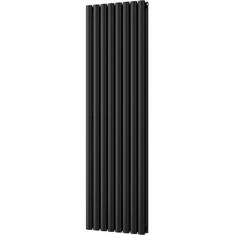 Omeara - Black Vertical Radiator H1600mm x W464mm Double Panel