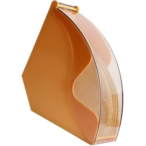 Porte-filtres à café en acrylique avec couvercle, en forme d'éventail, boîte de rangement anti-poussière pour filtres à café, distributeur jaune (1/5)