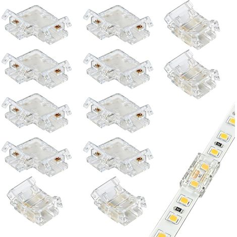 12 Pièces Connecteur Ruban LED RGB 4 Pin, 10mm Connecteur Bande LED  10mm 4 Broches Adaptateur avec 8 Formes L et 4 Raccords Droits, Pour Ruban RGB 12V/24V, Transparent, Sans Soudure (1/5)