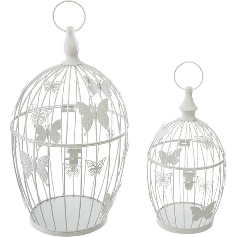 Set de 2 cages Yanna en métal blanc D17/23,5cm - Atmosphera créateur d'intérieur