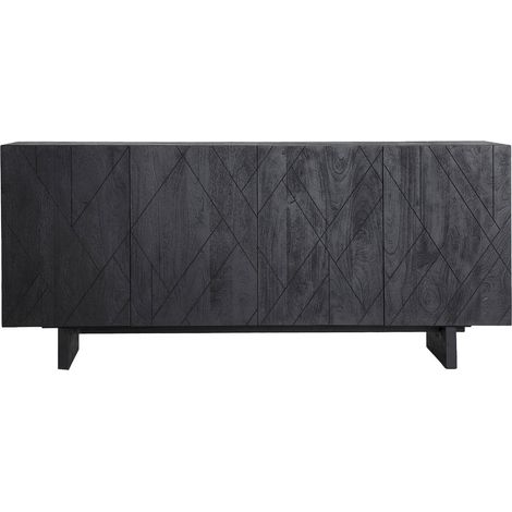 Buffet contemporain en bois de manguier finition noire élégante - Noir bois de manguier foncé (1/4)