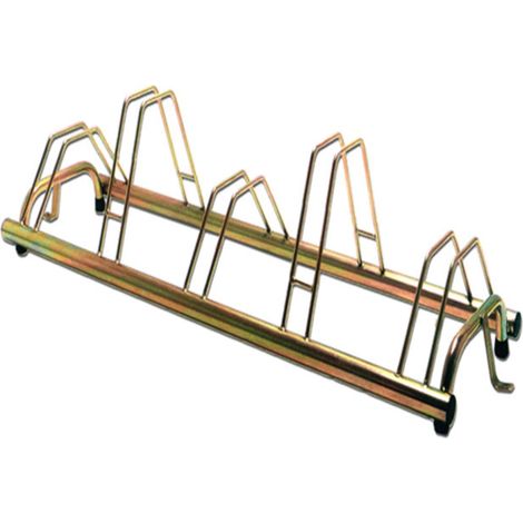 ANDRYS - Portabici a Pavimento da Esterni e Interni 5 posti, con Tappi in Pvc Neri e Posteggio Alto e Basso, Zincato a freddo, Colore Tropical Oro, 140 x 42 x 40 cm