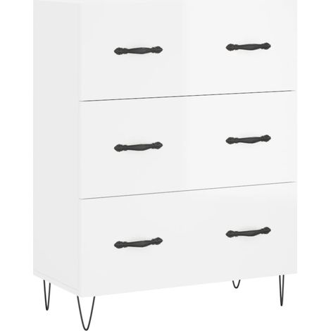 Credenza buffet cassettiera mobile contenitore organizer cucina soggiorno lucido 69,5 x 34 x 90 cm derivati del legno bianco 020030712