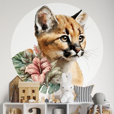 Sticker mural rond / cercle Enfants - Petite Panthère - Diamètre 90 cm - Adhésif MAT (1/2)