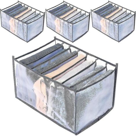 Set mit 4 Kleiderschrank-Organizern, 7 Fächer, Aufbewahrungskörbe, Kleideraufbewahrungsboxen, waschbar und faltbar (1/5)