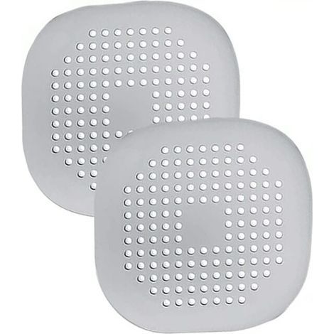 Lot de 2 filtres de protection en silicone, 14,5 x 14,5 cm, en silicone, pour éviers de cuisine et de salle de bain, gris (1/5)