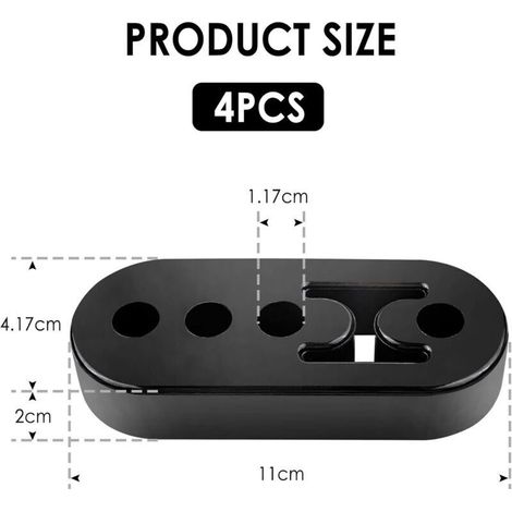 4PCS Silent Bloc Caoutchouc 4 Trous,Silent Bloc Echappement Réglable Renforcé pour Protéger le Système Échappement,Silencieux Echappement Anti Vibration Accessoire Voiture (4PCS)
