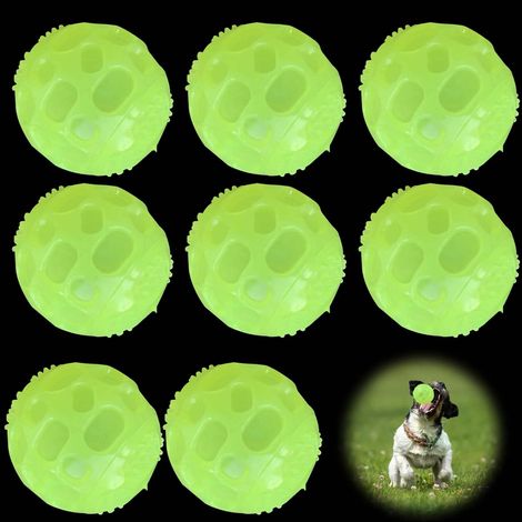 Confezione da 8 palline per cani in gomma fosforescenti, palline interattive per cani, adatte a cani di piccola e media taglia, di 6 cm di diametro. (1/4)