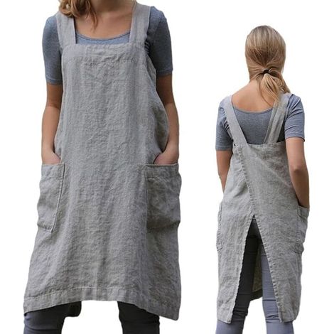 Pinafore Tablier pour femme avec poches pour le travail, le jardinage, la cuisine, la peinture, la pâtisserie (1/5)