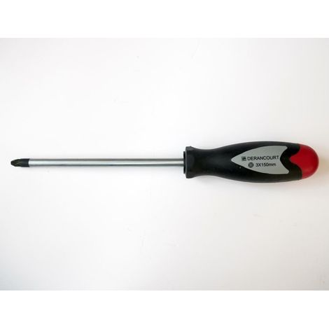 Tournevis cruciforme Pozidrive 8x150mm non-isolé manche bi-matière lame acier aimantée empreinte PZ3 DERANCOURT (1/2)