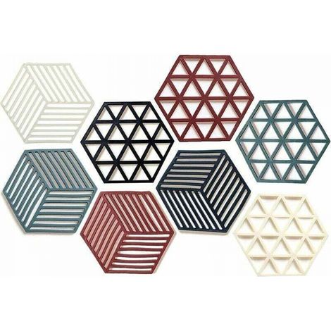 8 Pcs Dessous de Tapis Silicone, Dessous Plat Silicone, Repose Plat Silicone, Dessous de Verre Hot Pads pour Cuisine Tampons Chauds en Silicone Plat de Dessous Coaster Tapis (1/5)