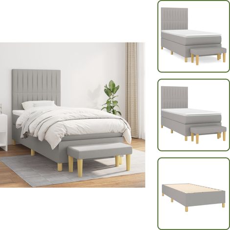 Boxspringbett mit Matratze Hellgrau 90x200 cm Stoff - Boxspringbett - Doppelbett - Bettenrahmen - Schlafsofa - Wohnraumgestaltung (1/5)