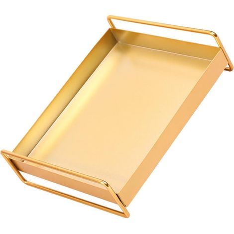 Plateau de Rangement Multifonctionnel en Métal Doré Grand Format Panier Décoratif pour Bureau et Maison Porte-Accessoires pour Bijoux Cosmétiques et Objets Divers (1/5)