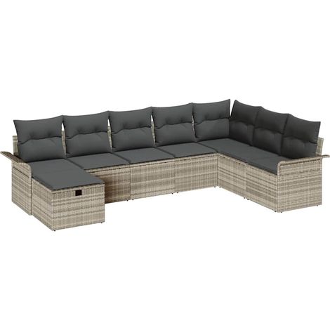 Maison Exclusive - Set Divano da Giardino 8 pcs Grigio chiaro polyrattan