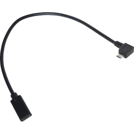 Câble micro USB mâle vers USB-C femelle à 90° pour Huawei (1/4)