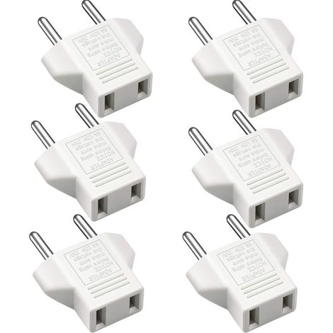 US-auf-EU-Adapter, [6er-Pack] 2-polig CN China US auf 2-polig EU Frankreich, Deutschland, Spanien, Ägypten usw. – Weiß (1/5)