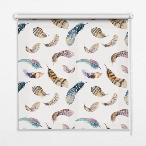 Tenda a Rullo Interna per Finestra - Tenda Filtrante Luce - Tenda Privacy - Tenda Decorativa Rettangolare - Rullo per Interni - (100 cm x 140 cm) - Piume (1/5)