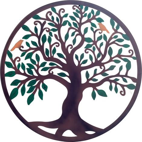 Signes Grimalt Adorno Tree of Life applications Metal Plaque de métal noir rond - 60x60x1cm (1/3)