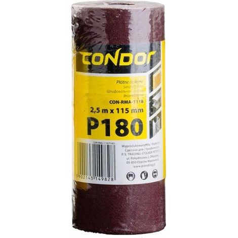 Rollo de tela abrasiva de 2,5 m, 115 mm, P180