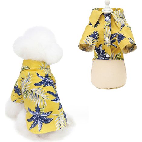 Chemise Hawaïenne Pour Chien - Gilet À Col Avec Motif Feuilles - Vêtement D'été Respirant Pour Animaux De Compagnie - Taille S (1/2)