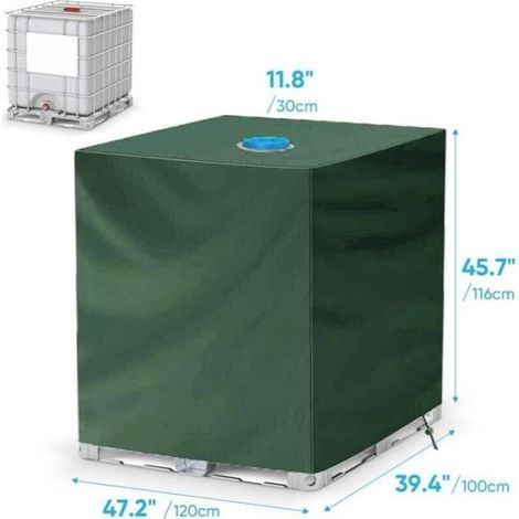 Housse de protection 210D pour conteneur IBC, étanche à l'eau et à la poussière, protection UV, verte. (1/4)