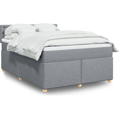 Boxspringbett mit Matratze Hellgrau 140x190 cm Stoff