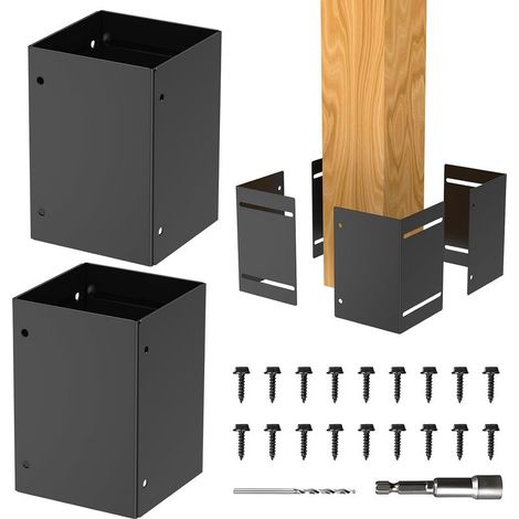 Pfostenschutz - Rostfrei - Verstellbarer Bereich von 8,3 bis 15,2 cm - Wasserdichte Zaunhalterung für Briefkästen, Pergolen, Gartenhäuser, Pavillons, Terrassen, Geländer (1/5)