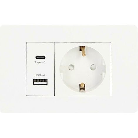 Prise murale standard USB + Type-C + Prise européenne 16 A 180-250 V Adaptateur secteur USB Prise européenne (1/5)
