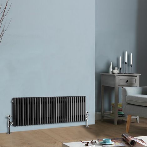 NRG Cast Iron Style Radiator Traditional Anthracite Central Heating Rads Horizontal 3 Column 300 x 1460mm
