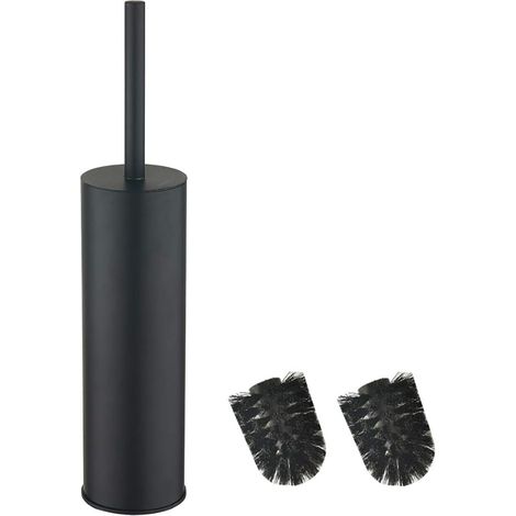 Stainless Steel Toilet Brush Holder Stand Round Brush Bathroom Black (1/5)