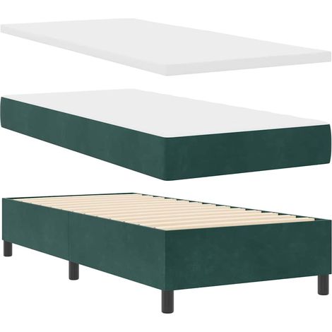 Box Spring Bed with Mattress Dark green 80 x 200 cm Velvet vidaXL (1/5)
