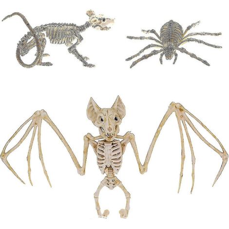 3-teiliges Halloween-Set: Fledermaus-Skelett, Halloween-Spinnen-Skelett, Halloween-Maus-Skelett, gruselige Tiere (1/4)