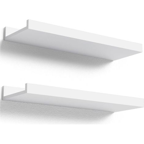 -Étagère murale noire, lot de 2 étagères flottantes de 40 cm, étagère murale pour cadres photo et décorations, pour chambre à coucher (1/5)