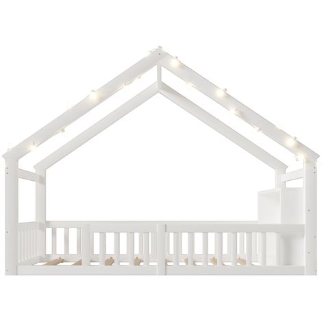 Letto a casetta per bambini 90 x 190 cm con barriere di sicurezza, pino bianco, MODENUIT (1/5)