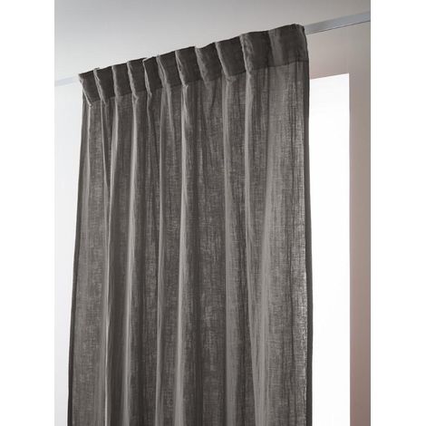 Rideau Galon Fronceur 140 x 240 cm – Double Gaze de Coton Gaïa Granit