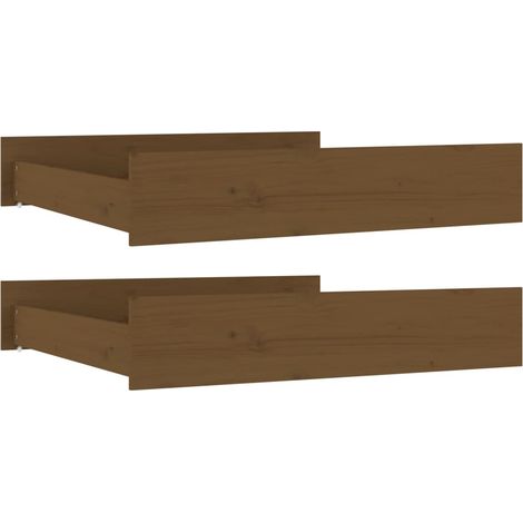 Letto contenitore con cassetto e rotelle, set da 2, in legno di pino marrone TDL0206822