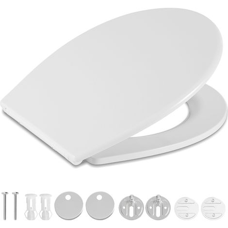 TolleTour Toilettendeckel WC-Sitz Klobrille mit Absenkautomatik & Schnellverschluss, aus antibakteriellem Duroplast, werkzeuglose Montage, hohe Tragkraft, Universal Ovalform, Reinweiß Einfarbig mit Qu (1/5)