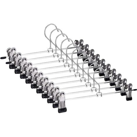 Cintres Porte-Pantalons Antidérapant Cintres Pour Pantalons En Métal Avec Clips Réglables Cintres De Pantalon Pour Jupes, Pantalons, Jeans 28 Cm (Lot De 10) (1/5)