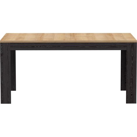 Table a manger extensible - BOHOL - Rectangle - Noir combiné couleur bois - 8 personnes - L 160-206,6 x P 90,2 x H 78,2 cm