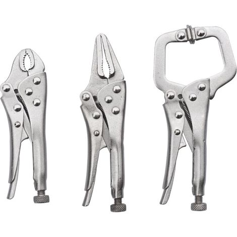 Trade Shop - SATZ 3 SCHRAUBENSCHLÜSSEL ZANGE SNAP 4" 5" SELBSTHEMMEND EINSTELLBARER DRUCK - (1/5)