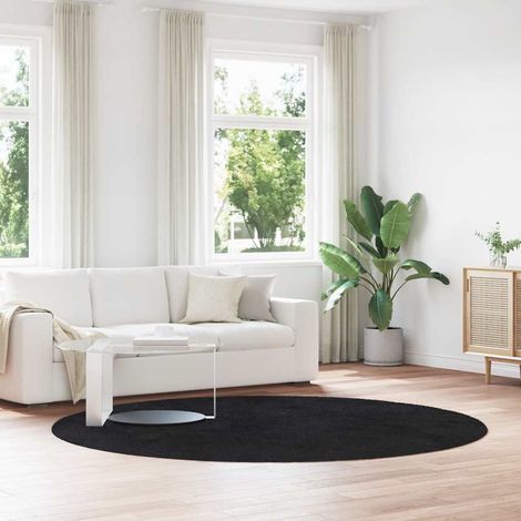 Alfombra peluda de pelo largo NAVARRA negra 240x240cm poliéster