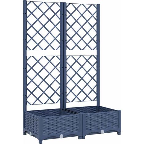 Jardinera de jardín con enrejado azul grisáceo 80x40x121,5 cm PP vidaXL