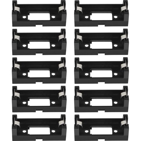 Lot de 10 supports de batterie CR123A compatibles avec PCB Single Cell Battery Holder Socket Case avec 2 broches en plastique noir et métal (1/5)