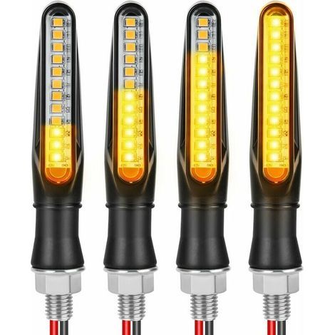 Intermitentes LED para motocicleta, 4 intermitentes universales impermeables para motocicleta, intermitentes de 12 V, luces diurnas para motocicleta (negro) (1/4)