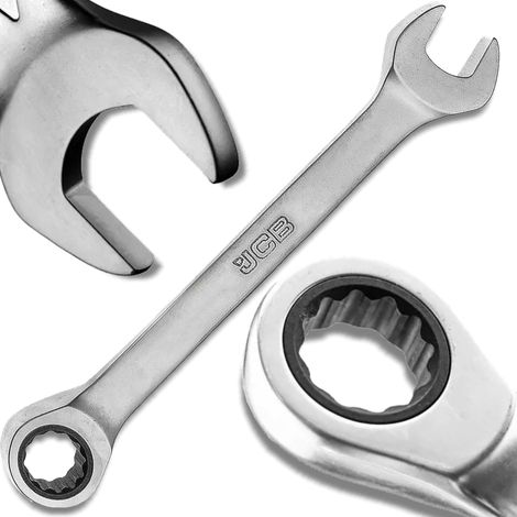 Clé à cliquet courte double JCB 15 mm Cr-V 12 pans (1/5)