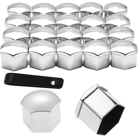 20 Pièces Cache Ecrou Cache Écrou 17 mm Cache Boulon Cache Boulon avec Ensemble D'outils de Démontage Convient à la Plupart des Roues de Voiture Universelles Argent (1/5)