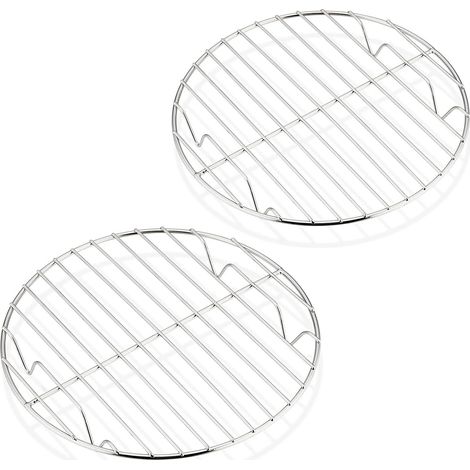 Juego de 2 rejillas redondas de acero inoxidable para enfriar y cocinar al vapor - Diámetro: 19 cm - Saludables y duraderas - Aptas para lavavajillas