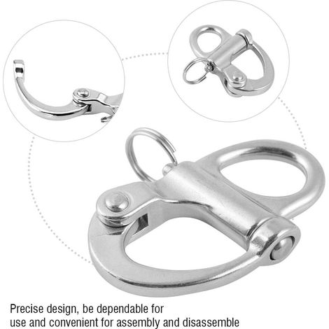 manille à mousqueton fixe,Manille à ressort en acier inoxydable 304, manille à ressort fixe à dégagement rapide en acier inoxydable pour le matériel de gréement à l'extérieur, Anse à ressort en a (1/5)