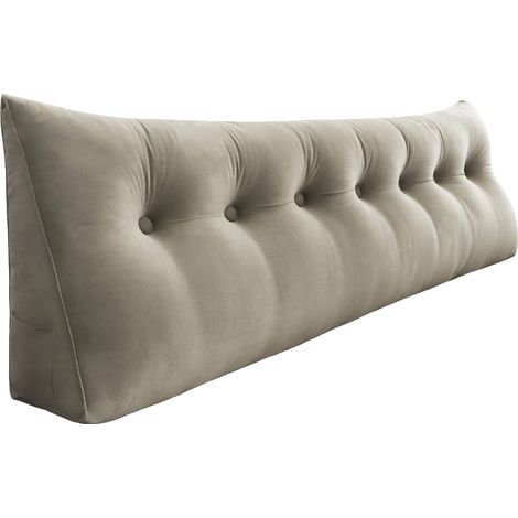 VERCART Coussin de Lecture Compensé, Triangulaire Coussin à Coins, Gros Coussin Canapé, Traversin Tête de lit Support Arrière, Oreiller Cervical Dossier de Soutien Lombaire, Velours Brun Clair 200cm